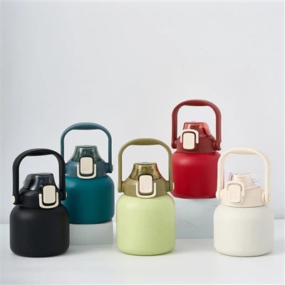 Botella de agua con asa aislada al vacío de doble pared de acero inoxidable de 800 ml